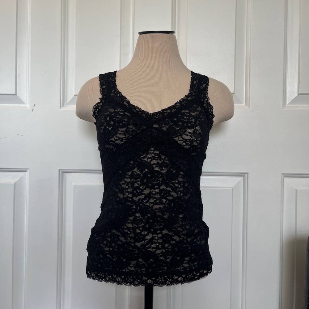 Y2K Elegant Black Lace Tank Top